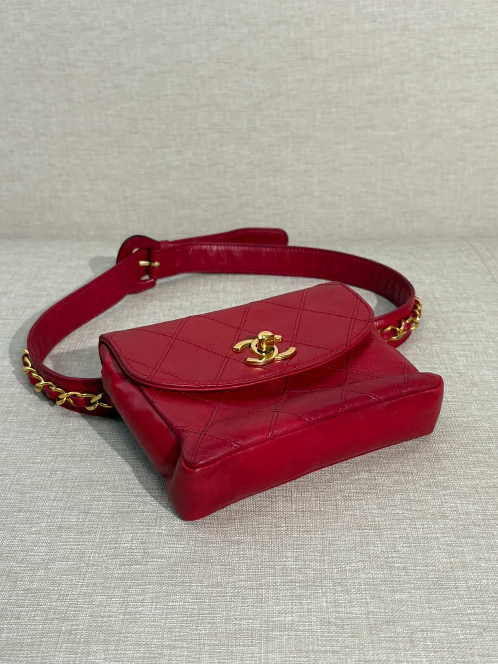 Chanel Red Turnlock CC Belt Bag