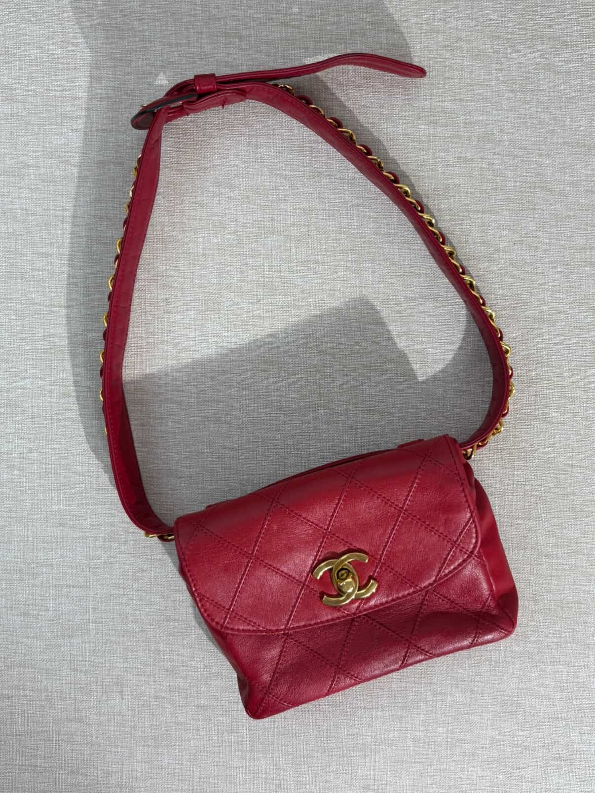 Chanel Red Turnlock CC Belt Bag