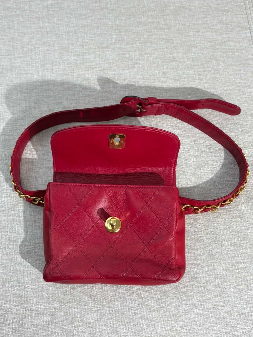 Chanel Red Turnlock CC Belt Bag