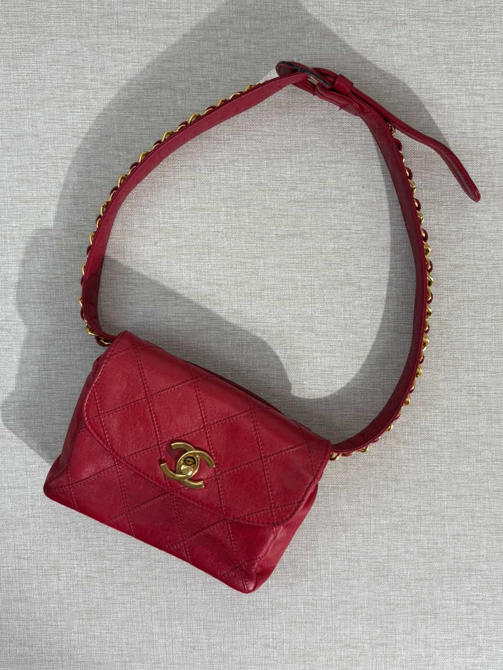 Chanel Red Turnlock CC Belt Bag