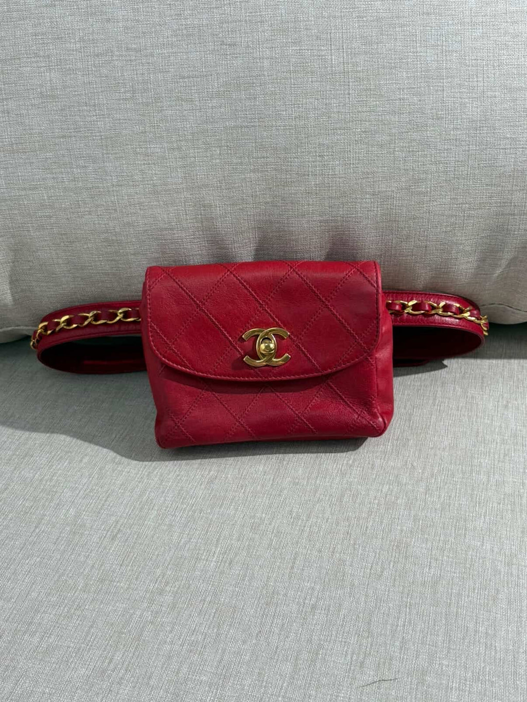 Chanel Red Turnlock CC Belt Bag