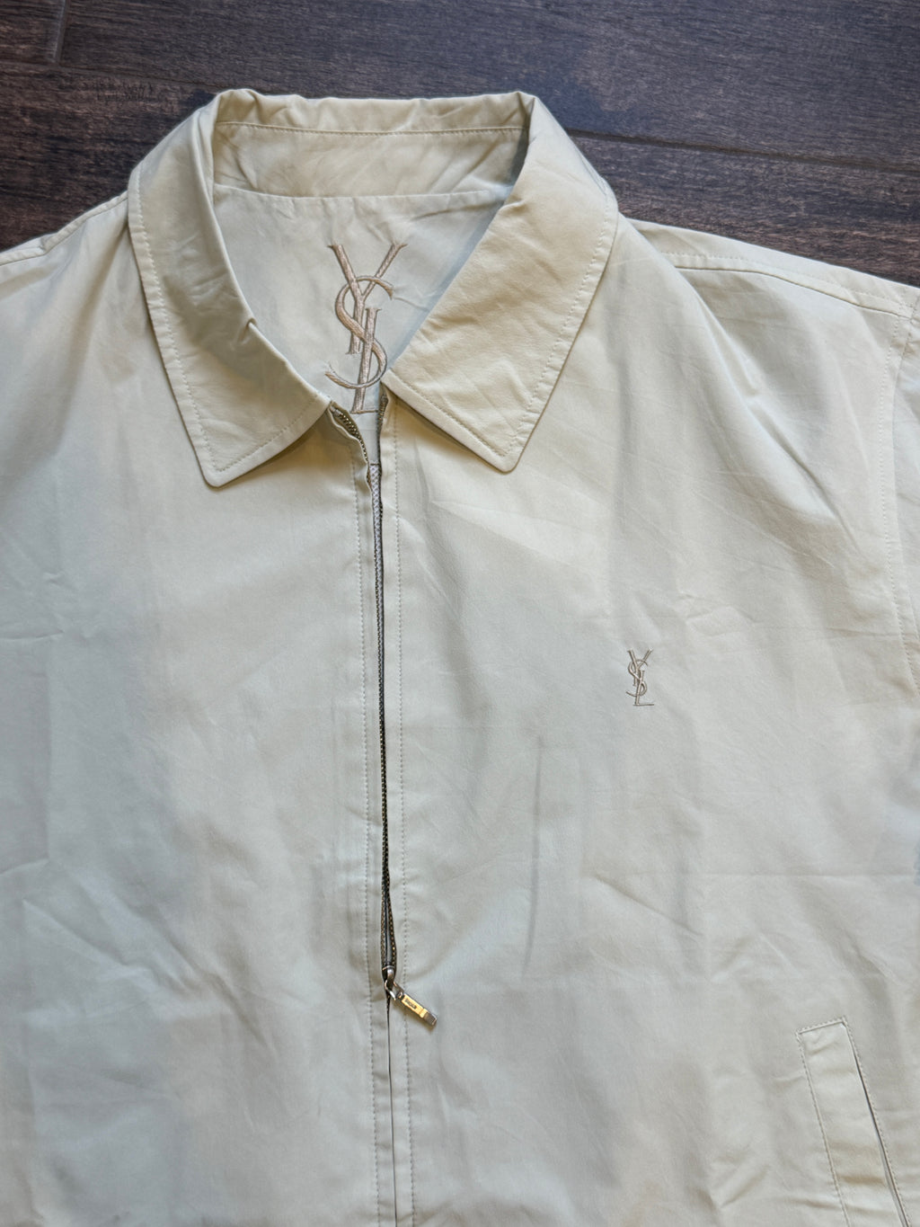Saint Laurent Vintage Light Bomber Windbreaker Beige