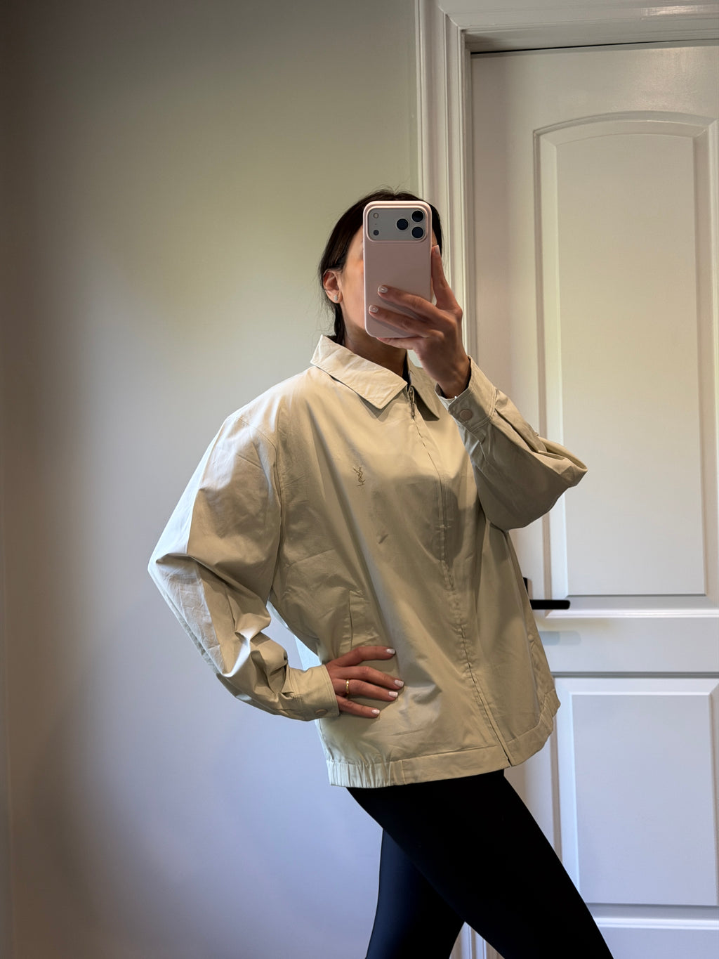 Saint Laurent Vintage Light Bomber Windbreaker Beige