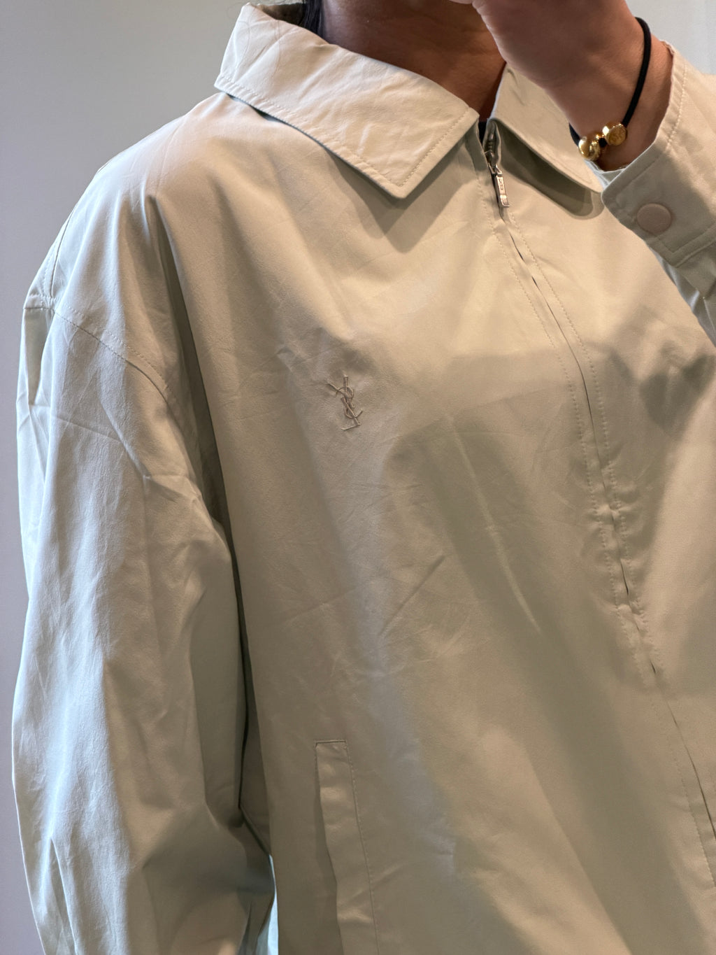Saint Laurent Vintage Light Bomber Windbreaker Beige
