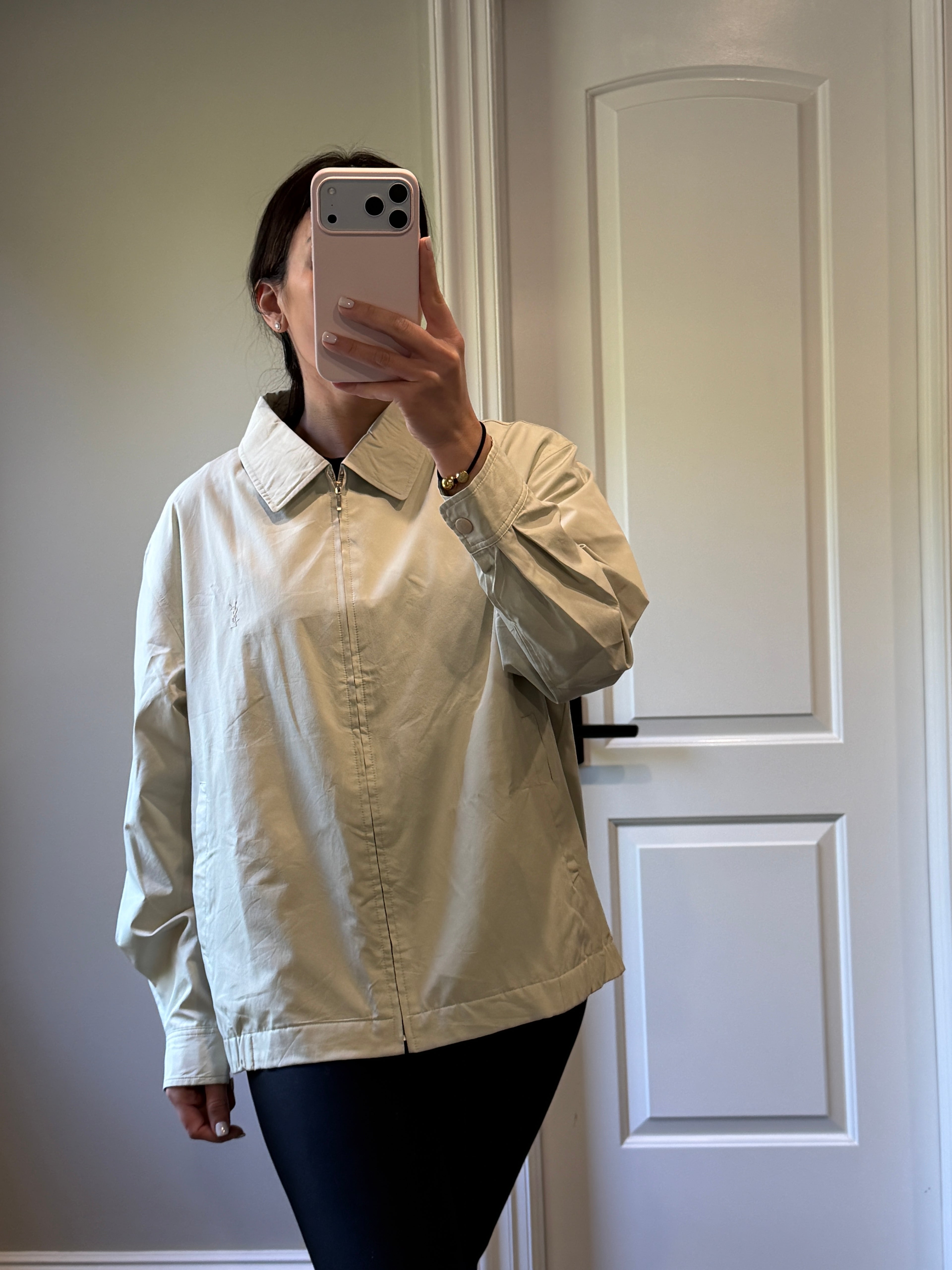 Saint Laurent Vintage Light Bomber Windbreaker Beige