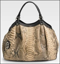 Gucci Vintage Sukey Python Snakeskin Tote Shoulder Bag