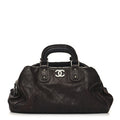 Chanel 2006 Brown Caviar Quilted Leather Bowler Tote Bag Silver CC Hardware