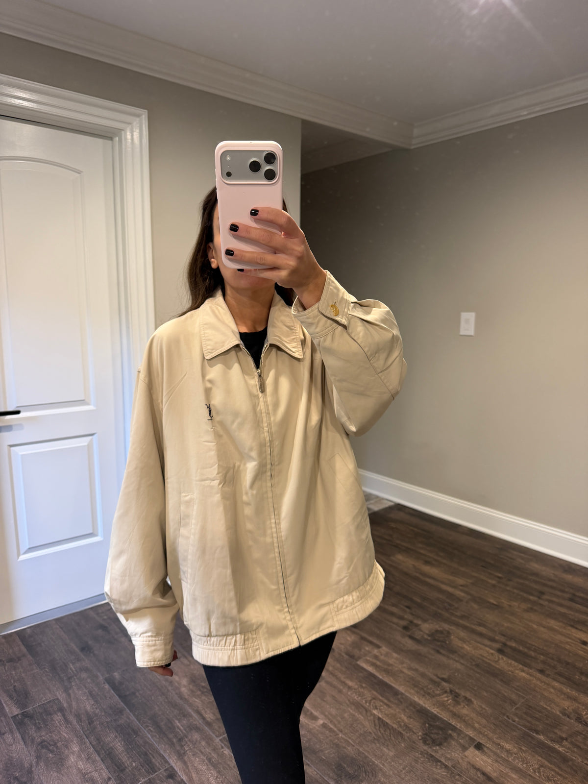 Yves Saint Laurent YSL Khaki Zip-Up Bomber Jacket