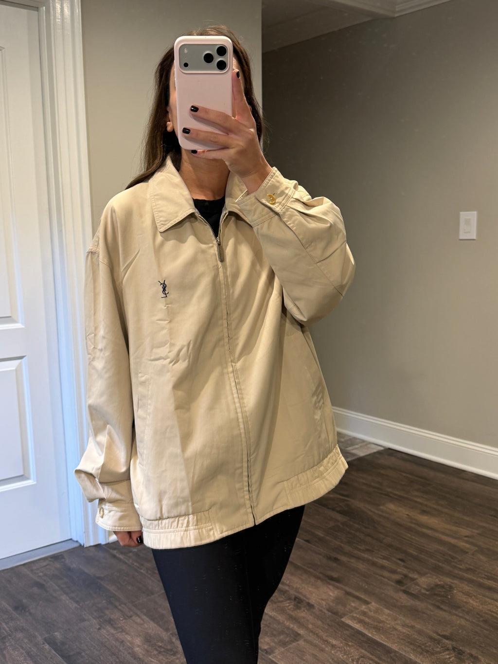 Yves Saint Laurent YSL Khaki Zip-Up Bomber Jacket