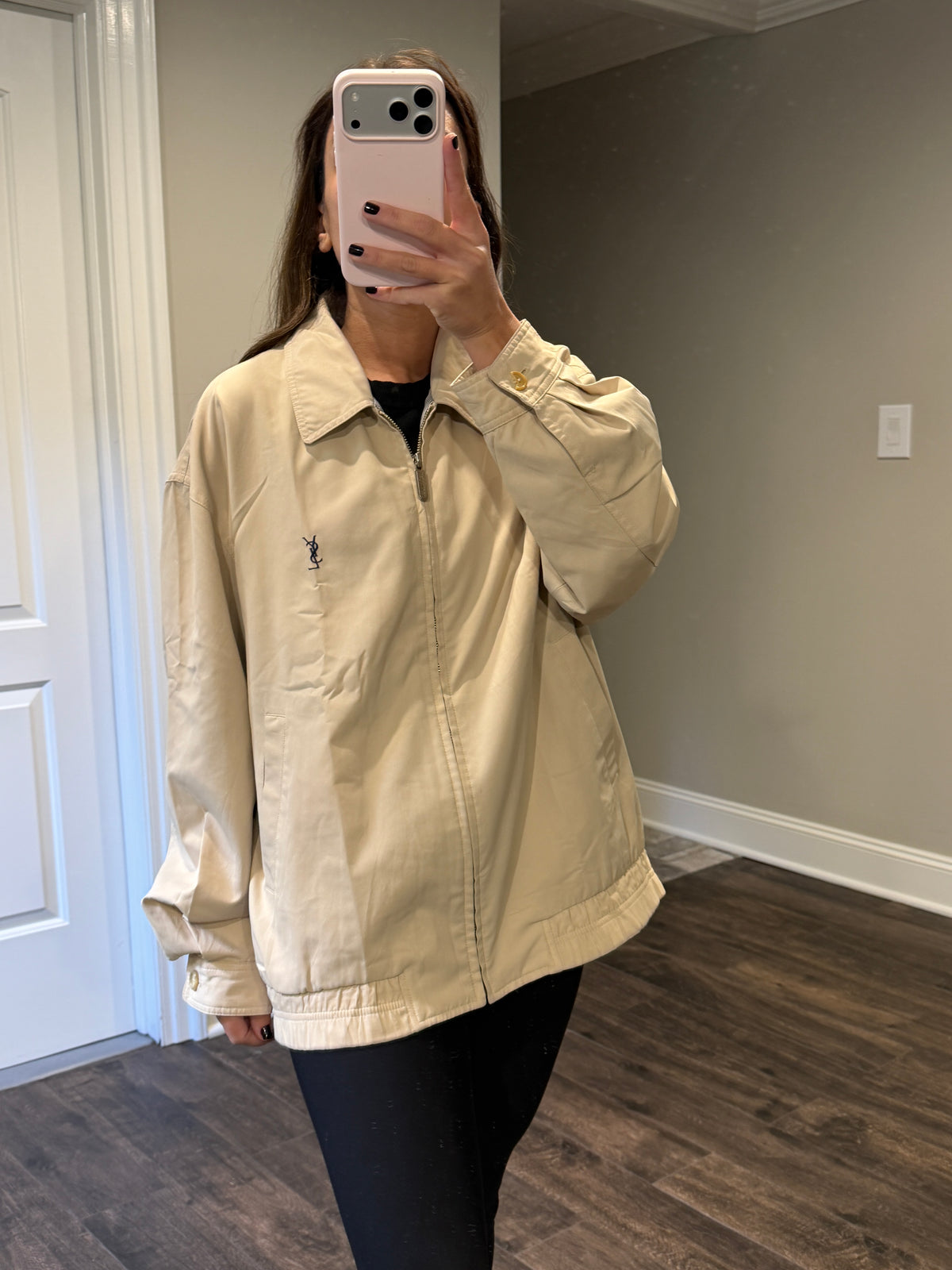 Yves Saint Laurent YSL Khaki Zip-Up Bomber Jacket