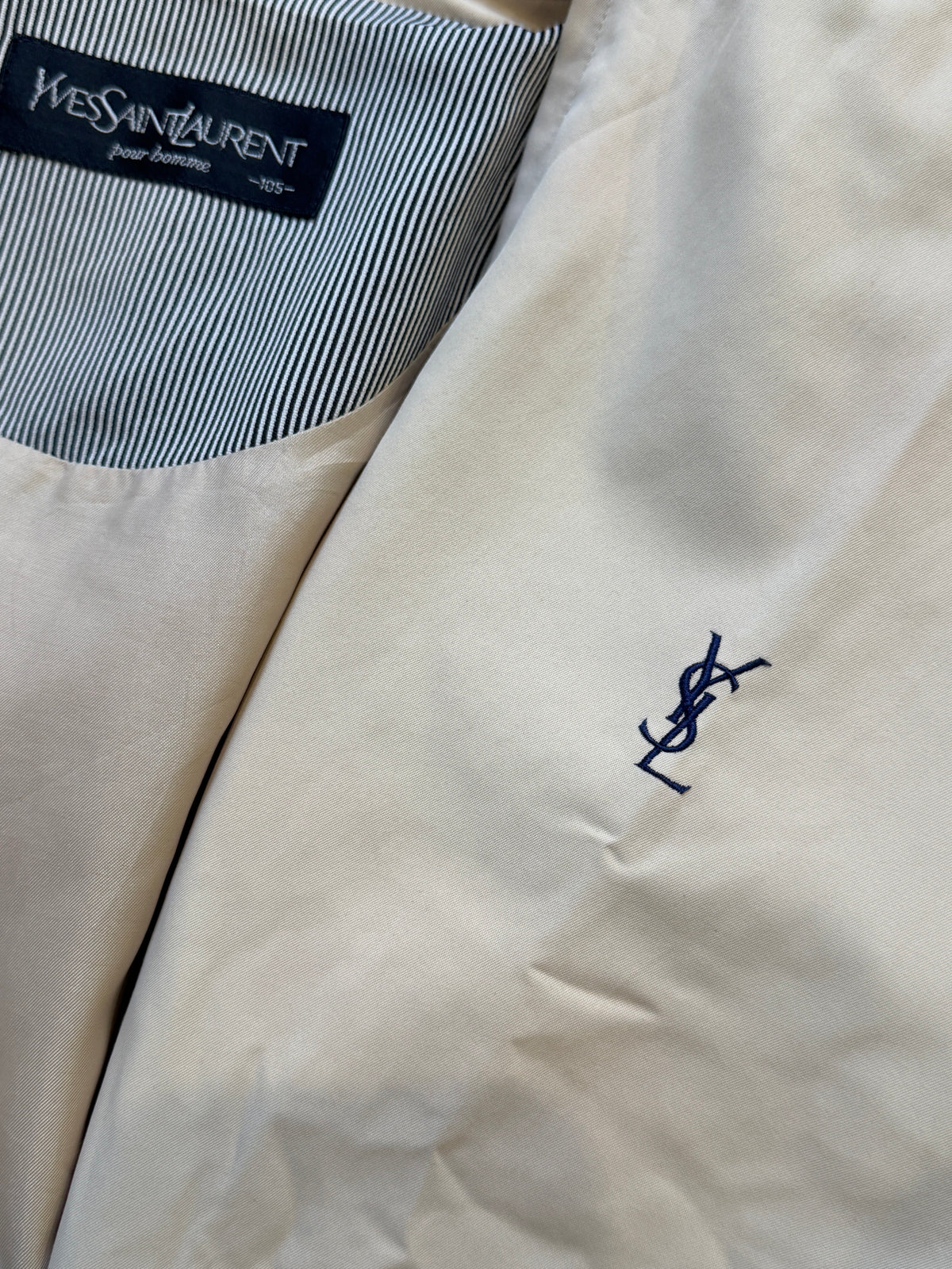 Yves Saint Laurent YSL Khaki Zip-Up Bomber Jacket