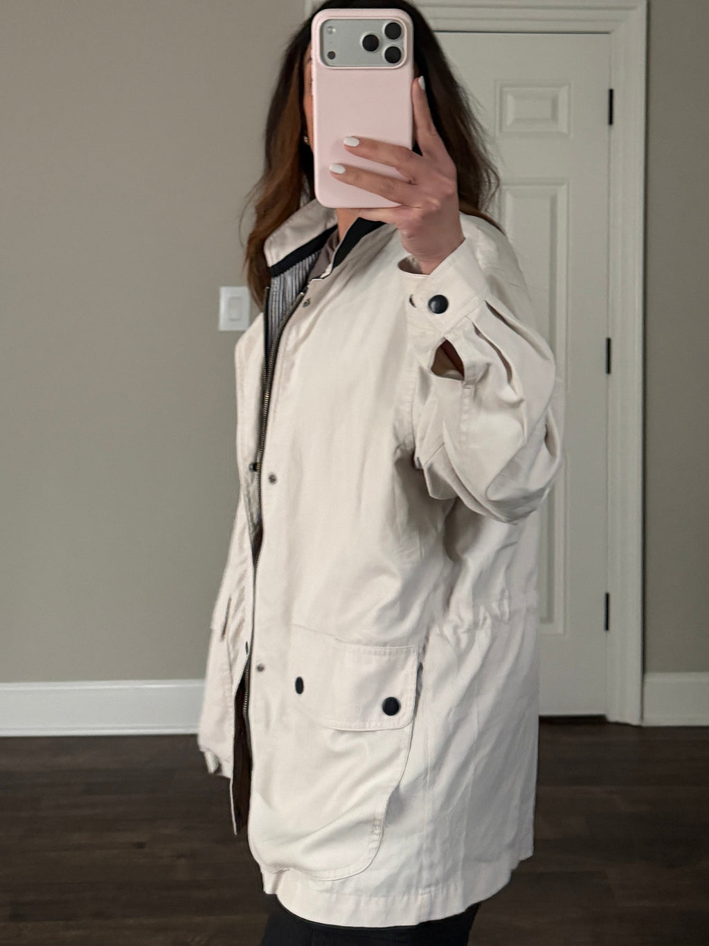 Saint Laurent Off White Double Pocket Windbreaker Jacket w/ Hood