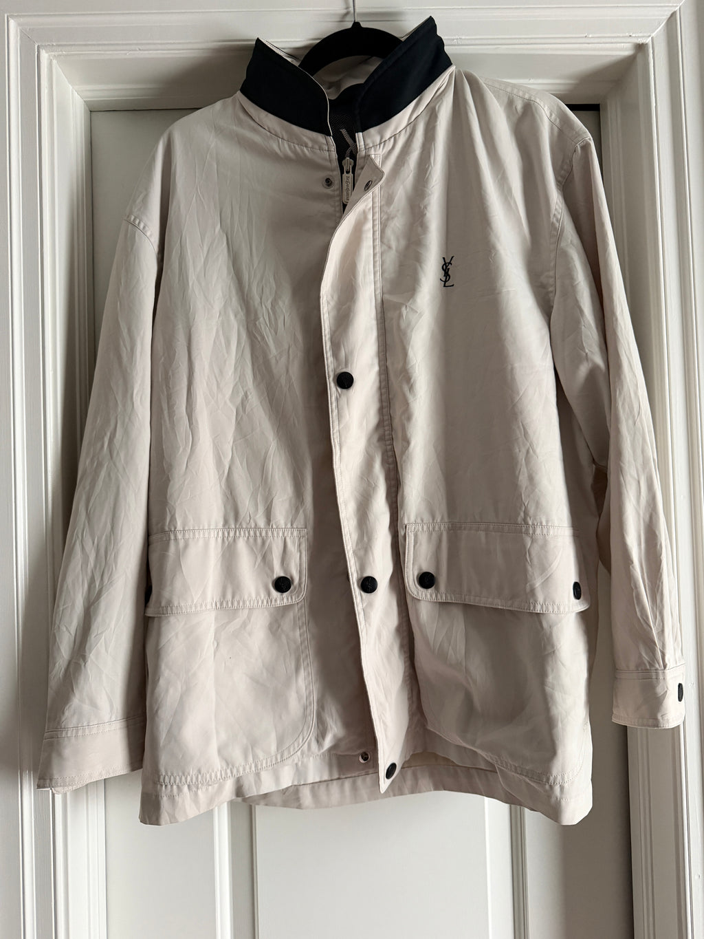 Saint Laurent Off White Double Pocket Windbreaker Jacket w/ Hood
