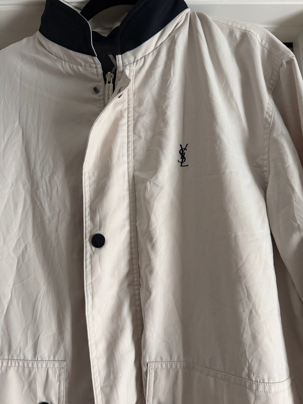 Saint Laurent Off White Double Pocket Windbreaker Jacket w/ Hood