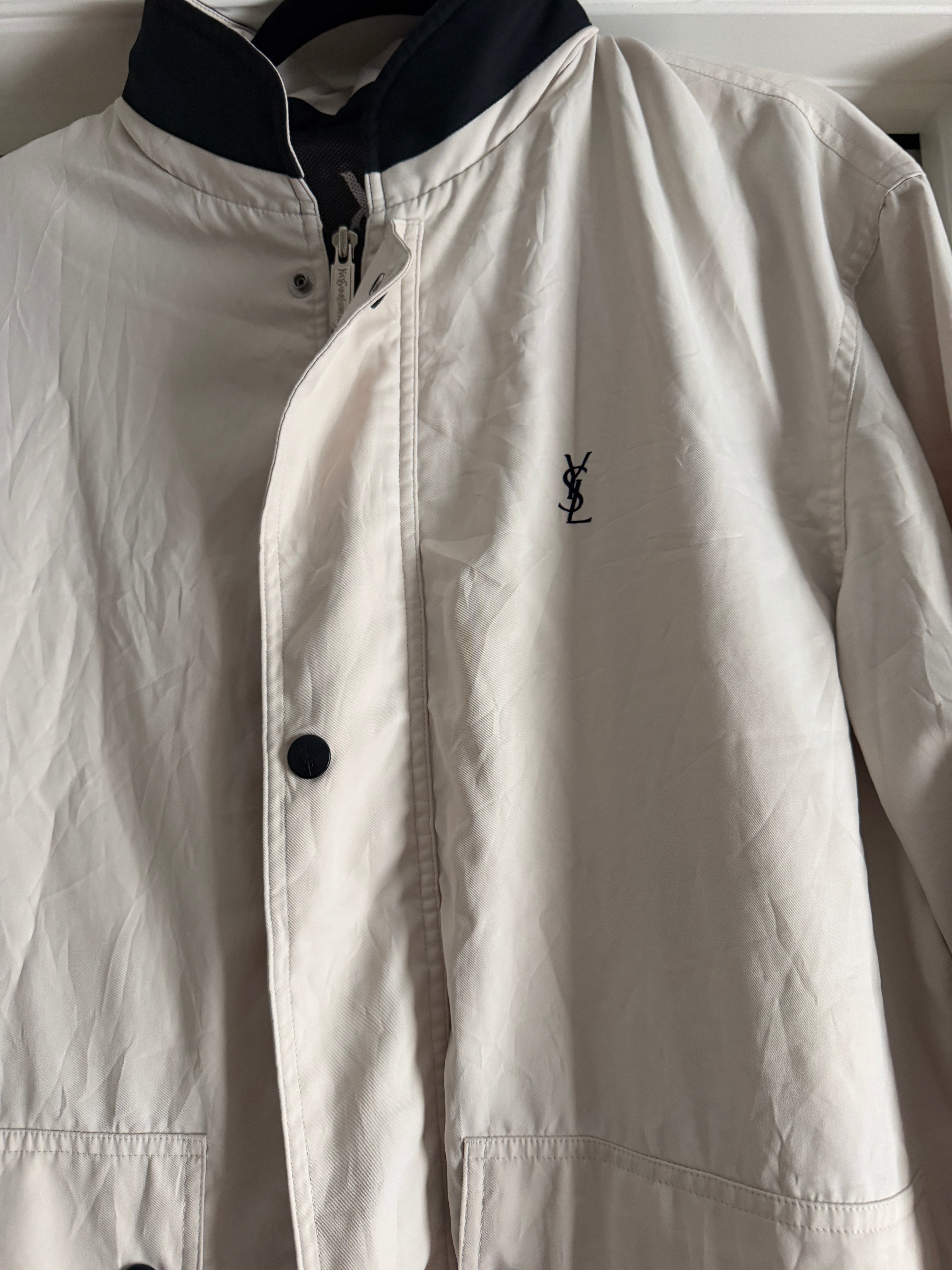 Saint Laurent Off White Double Pocket Windbreaker Jacket w/ Hood