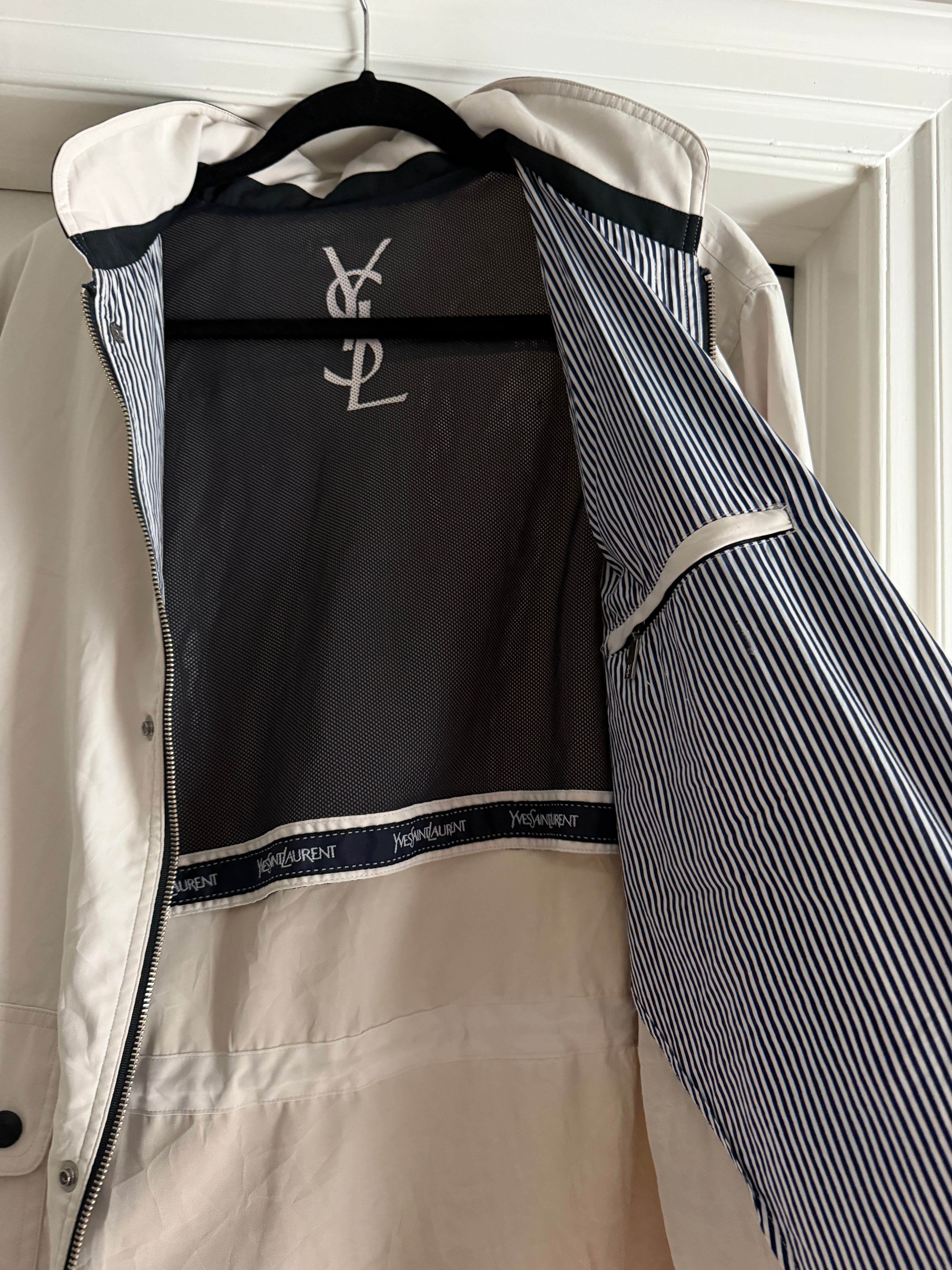 Saint Laurent Off White Double Pocket Windbreaker Jacket w/ Hood