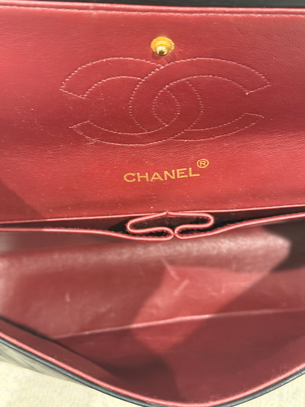 Chanel Classic Medium Double Flap Bag Black Lambskin Leather 24K Gold Hardware