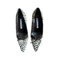 Manolo Blahnik Vintage 2000s Black & White Animal Print Pony Hair Pointed Toe Pumps Size 37