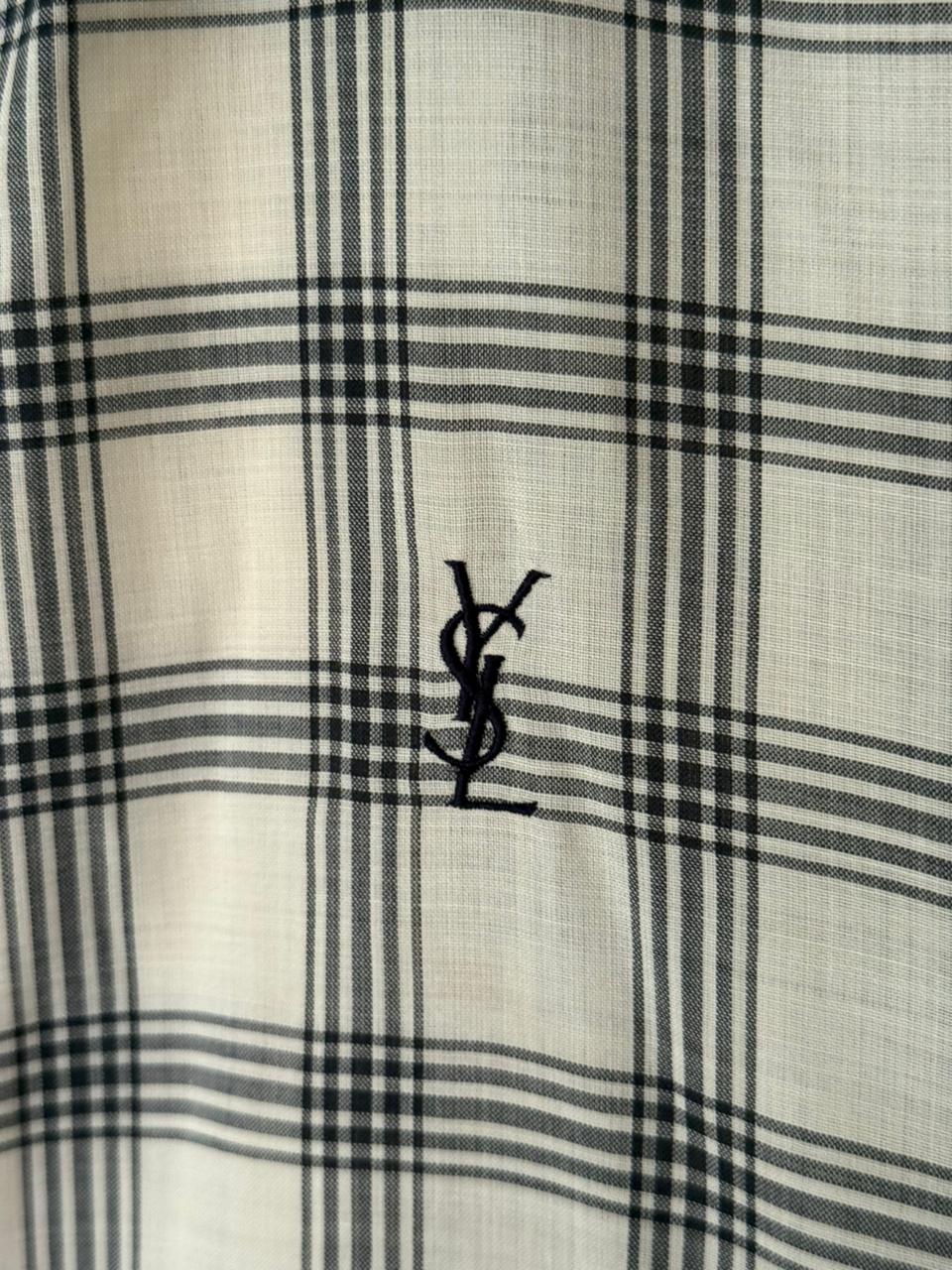 Saint Laurent Cream & Black Checkered Windbreaker Jacket