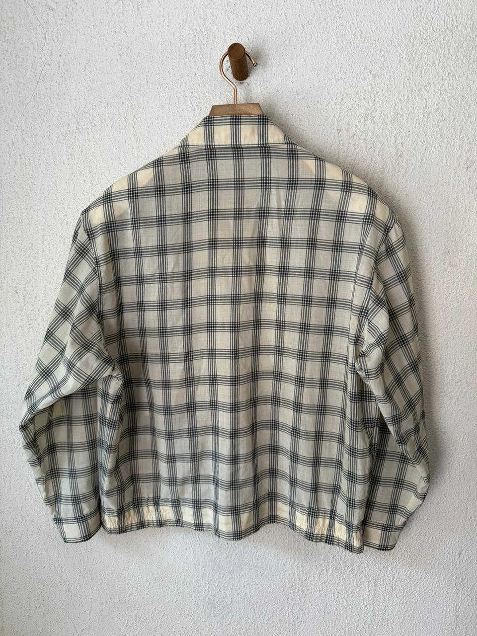 Saint Laurent Cream & Black Checkered Windbreaker Jacket
