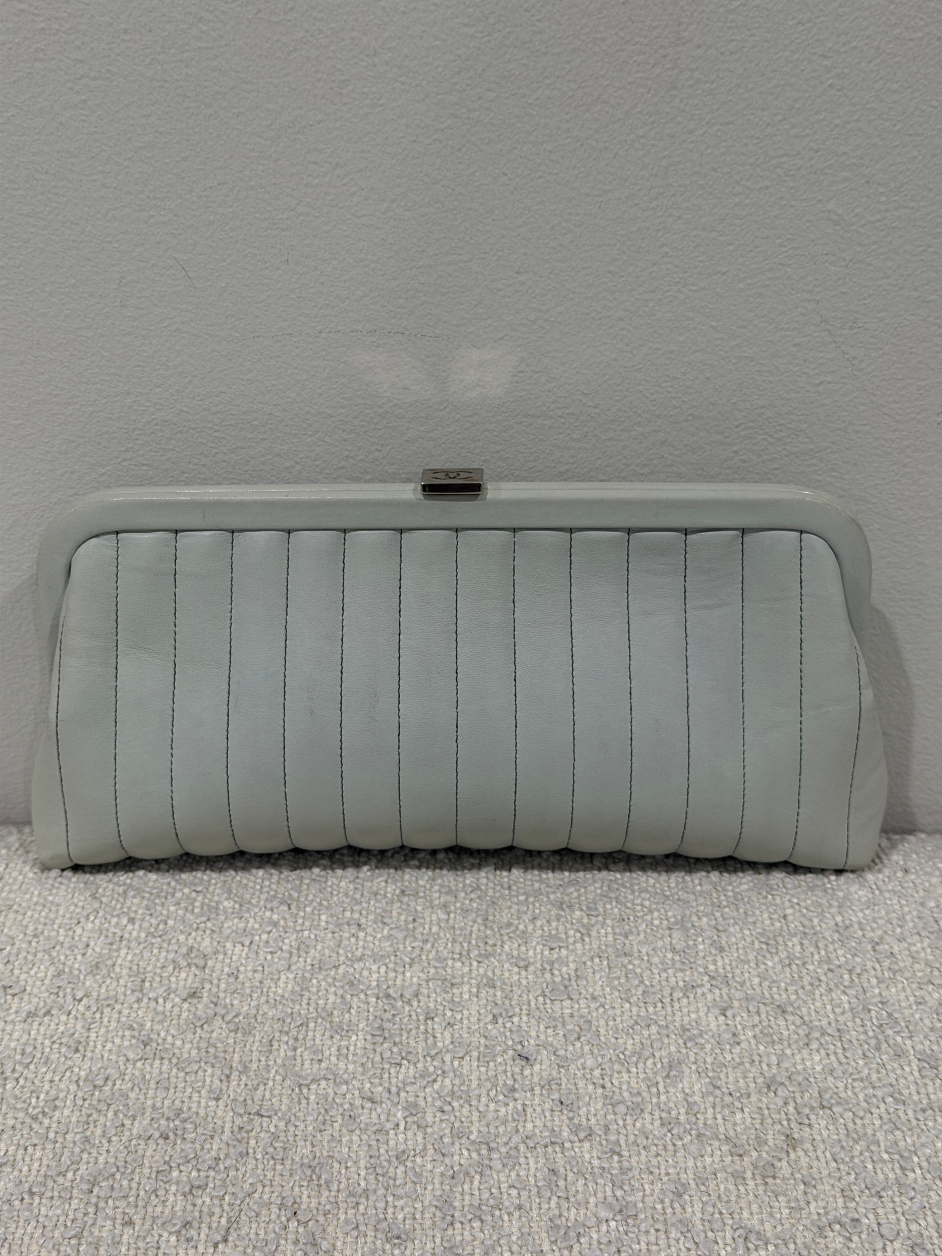 Chanel Mint Green Vertical Quilted Mademoiselle Clutch 2005-2006