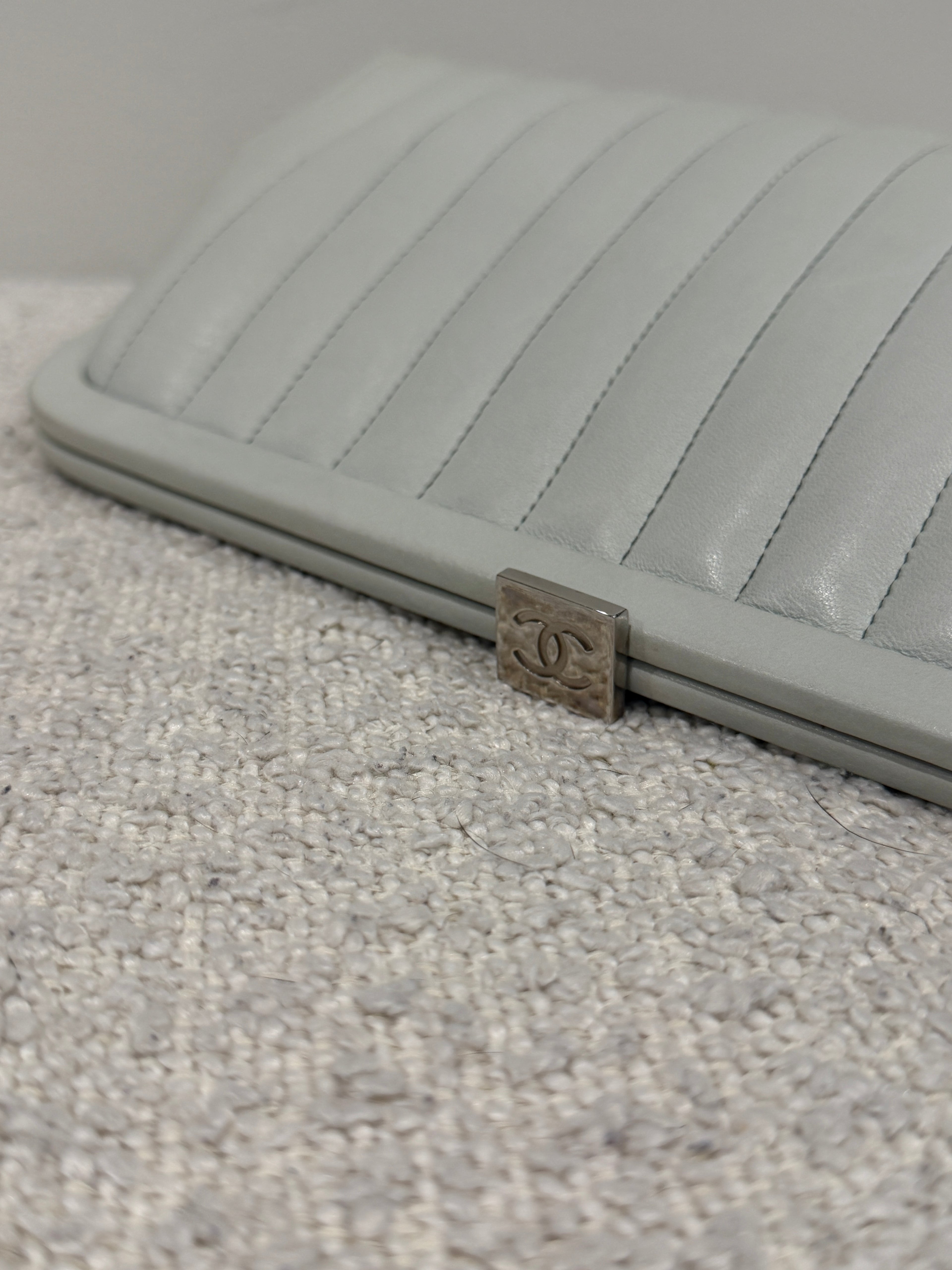 Chanel Mint Green Vertical Quilted Mademoiselle Clutch 2005-2006