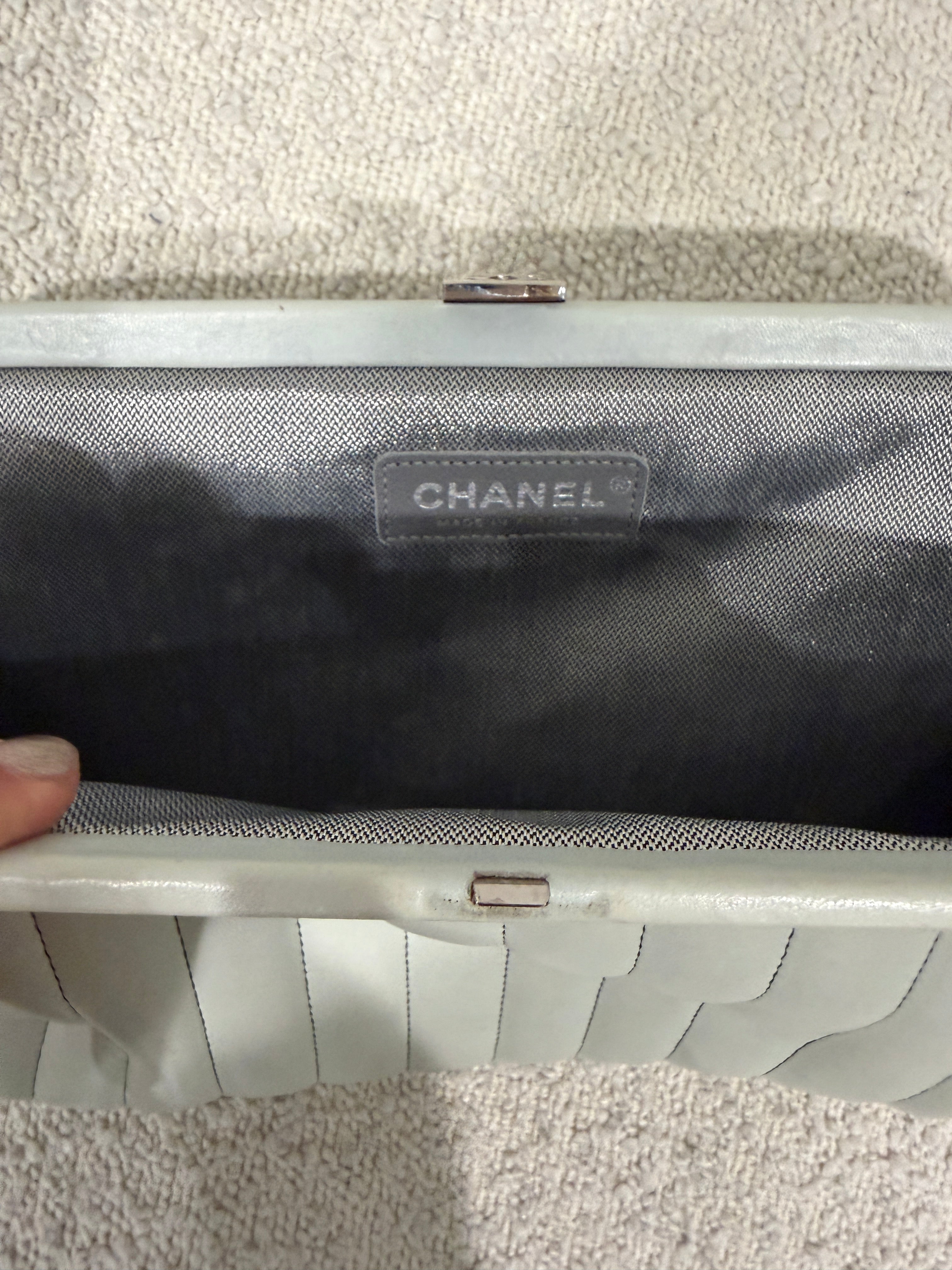 Chanel Mint Green Vertical Quilted Mademoiselle Clutch 2005-2006