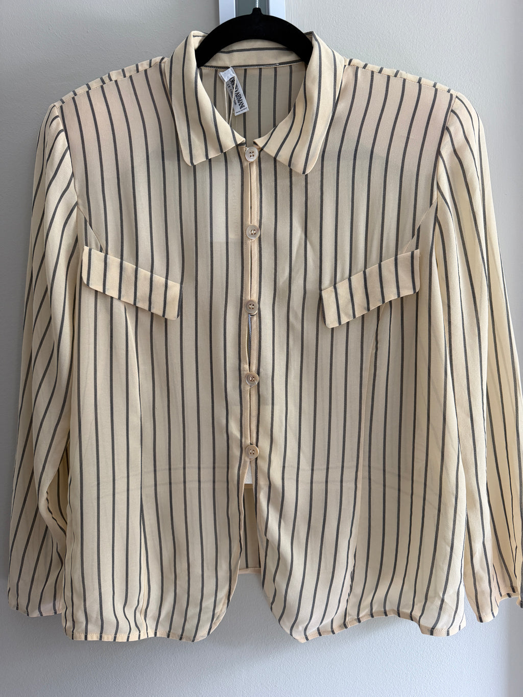 Armani Silk Striped Button Down NWT
