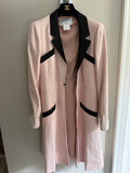 Chanel Pink Tweed Black Trim Long Blazer