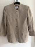 Giorgio Armani Neutral Plaid Collarless Linen Blend Blazer Button Front Jacket