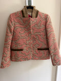 Etro Pink Printed Shawl Collar Blazer IT44 Wool Silk Blend Tailored Jacket