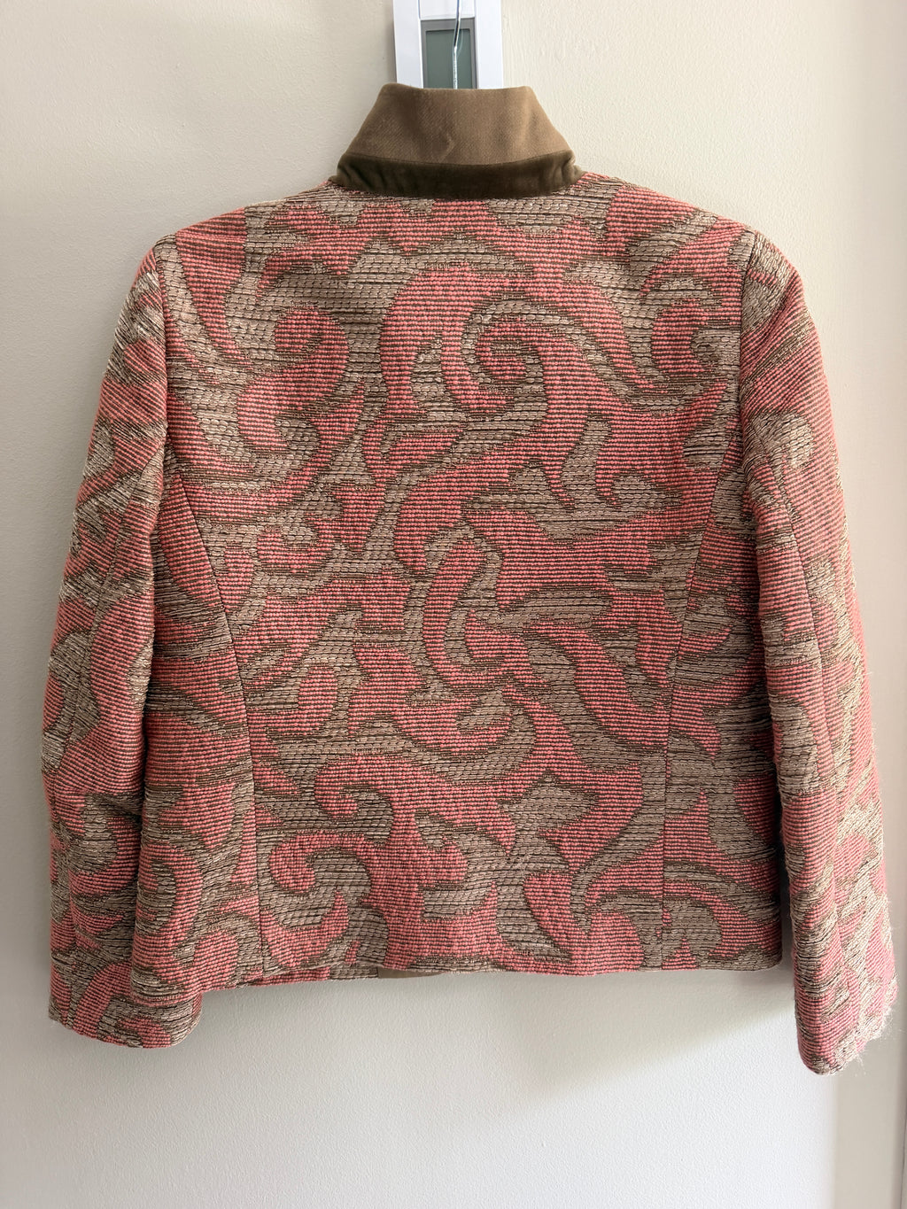 Etro Pink Printed Shawl Collar Blazer IT44 Wool Silk Blend Tailored Jacket