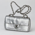 Chanel Laser Cut Silver Metallic Small Flap Bag