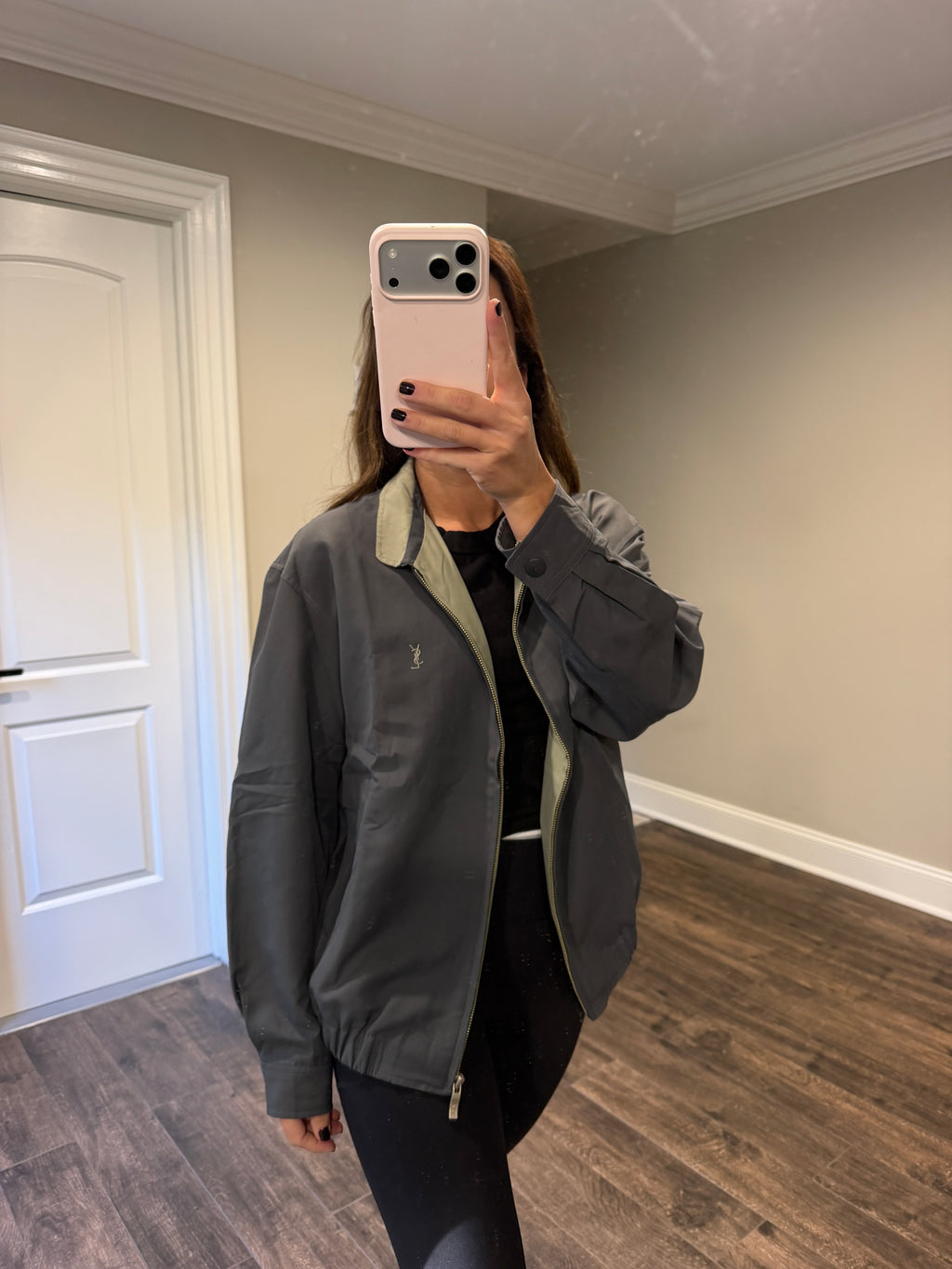 Yves Saint Laurent Black Zip-Up Windbreaker Bomber Jacket