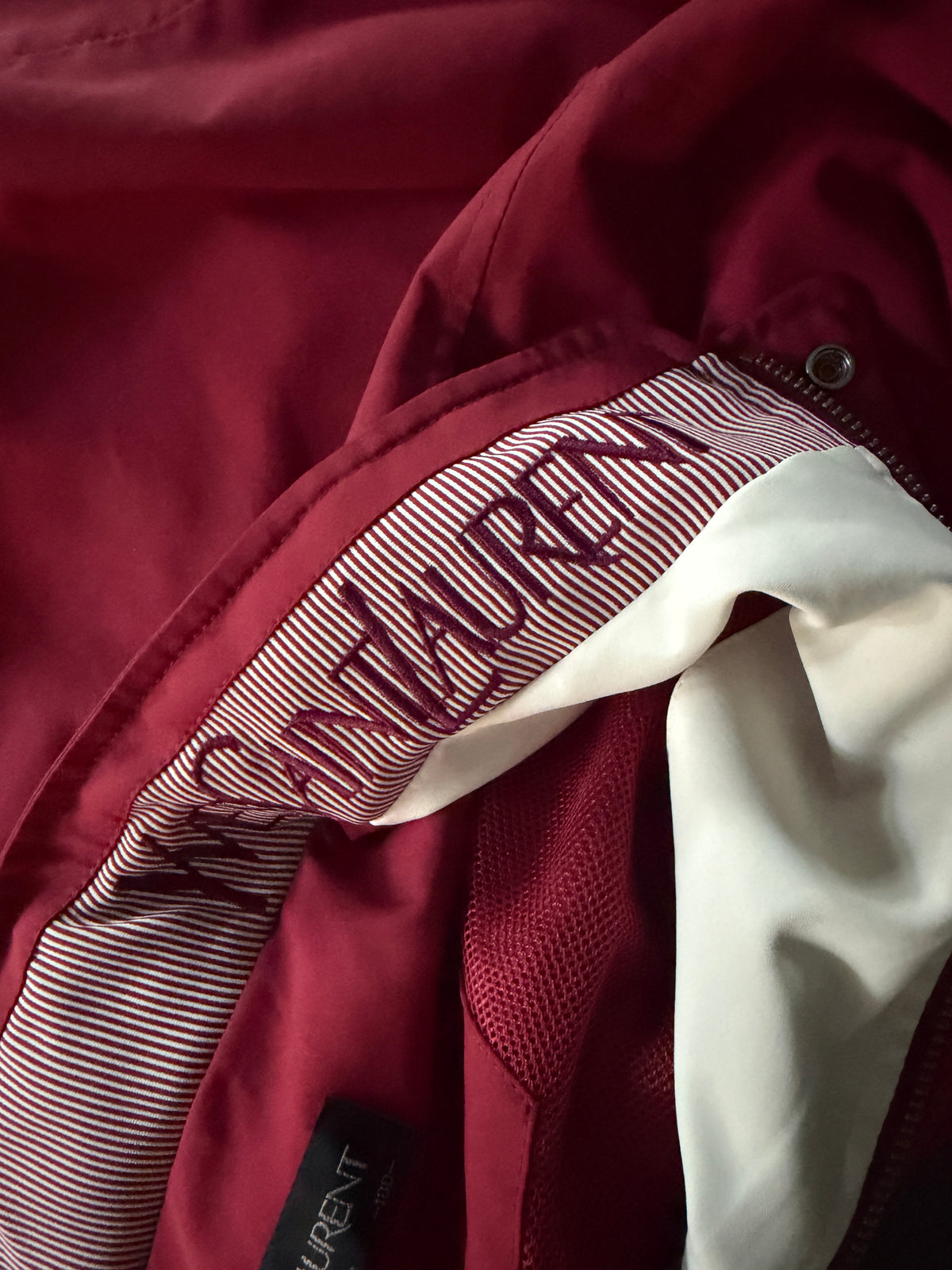 Saint Laurent Red YSL Windbreaker Bomber Jacket : YVES SAINT LAURENT Collar with Hood