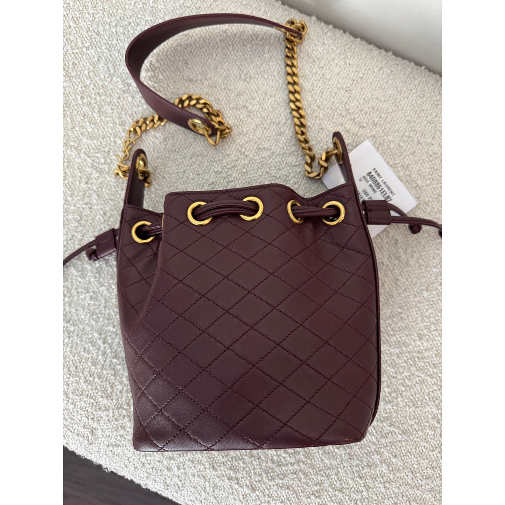 SAINT LAURENT Small Cassandre Quilted Bucket Bag NWT Hot Wine