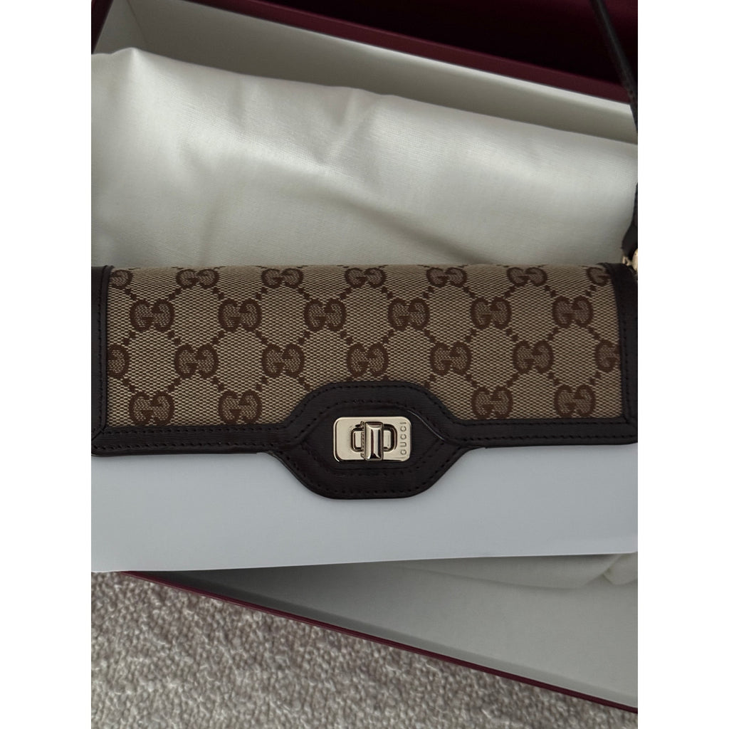 GUCCI GG Monogram Mini Luce Shoulder Bag Beige Ebony NWT