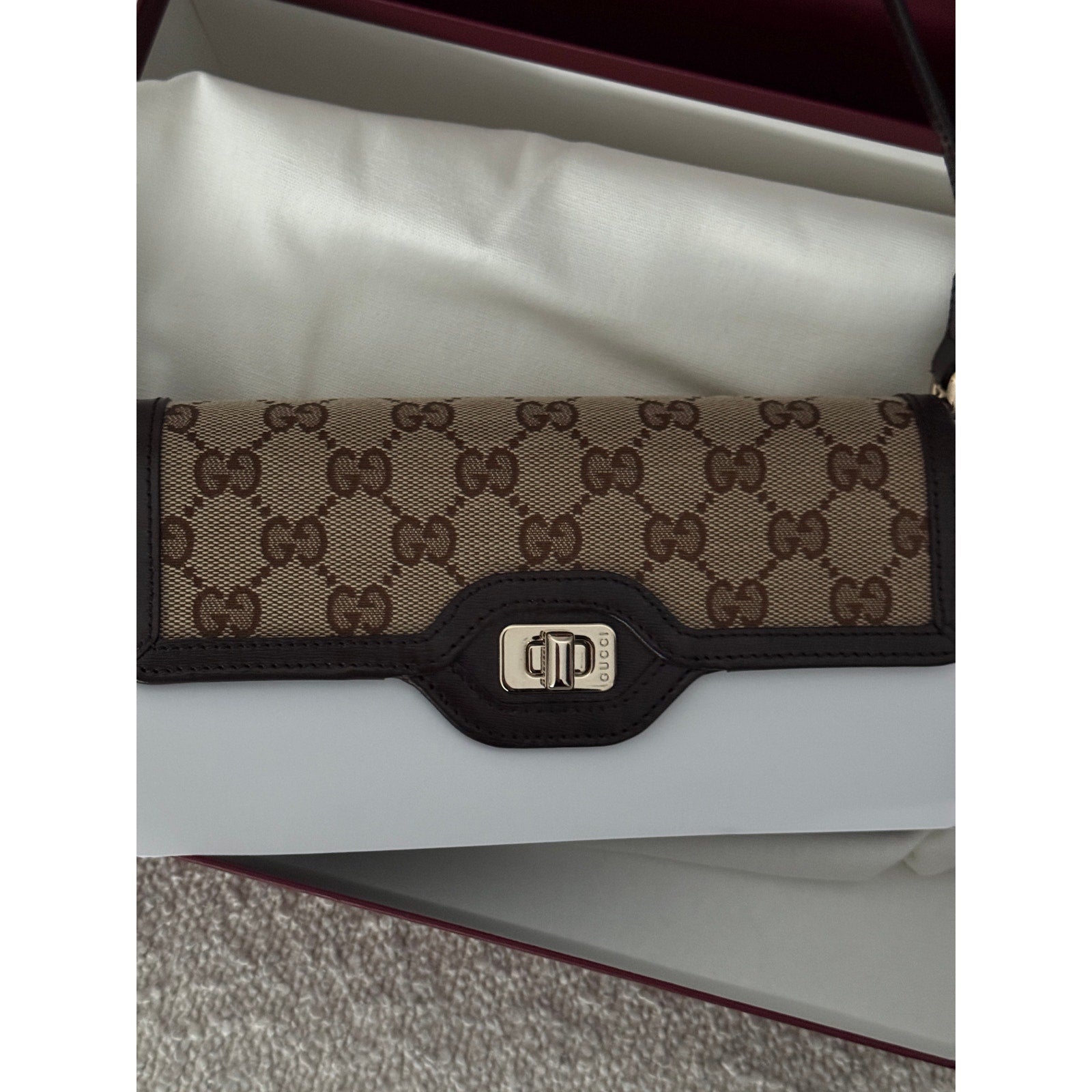 GUCCI GG Monogram Mini Luce Shoulder Bag Beige Ebony NWT