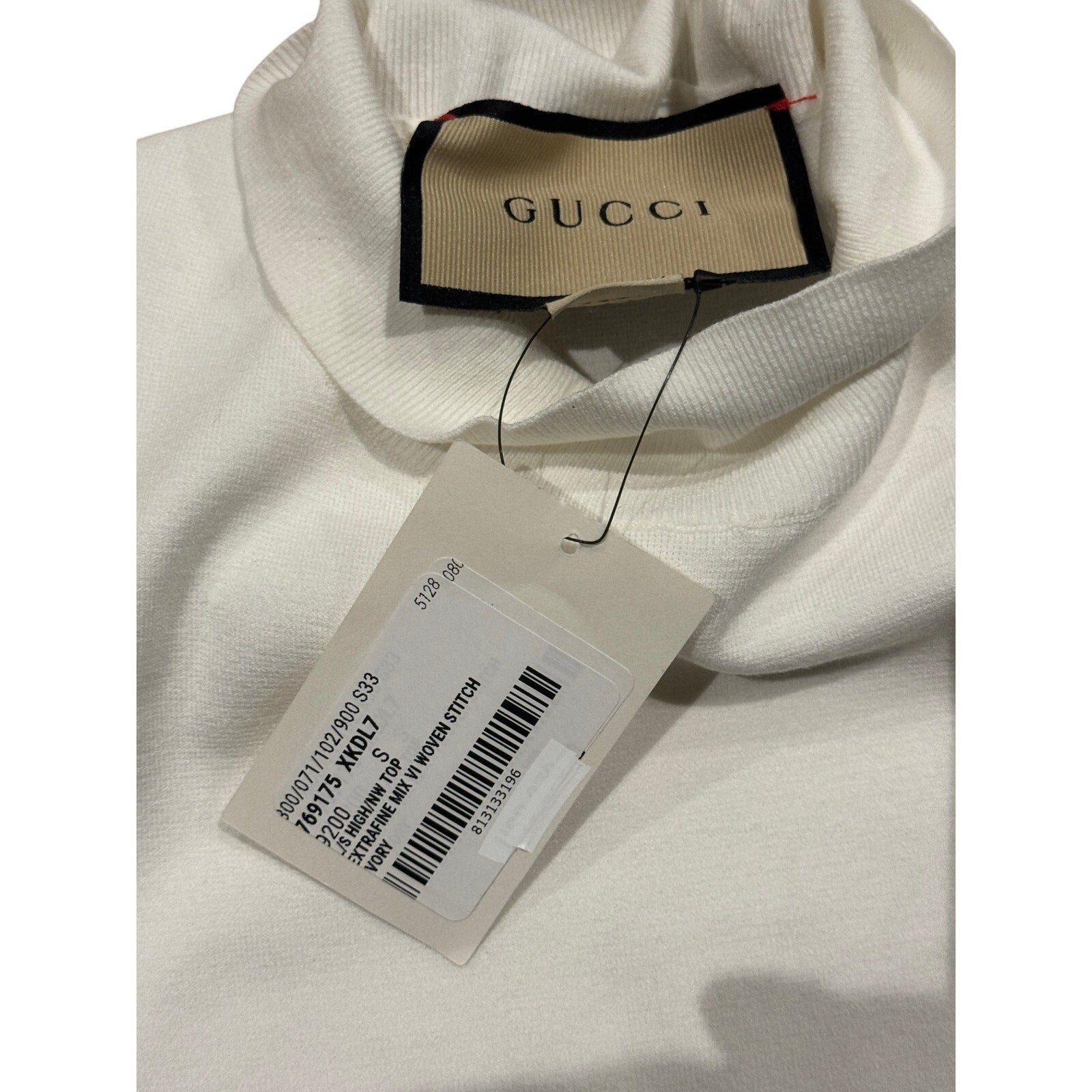 Gucci Crystal 2 Ivory Mock Neck Top Size Small Brand New With Tags