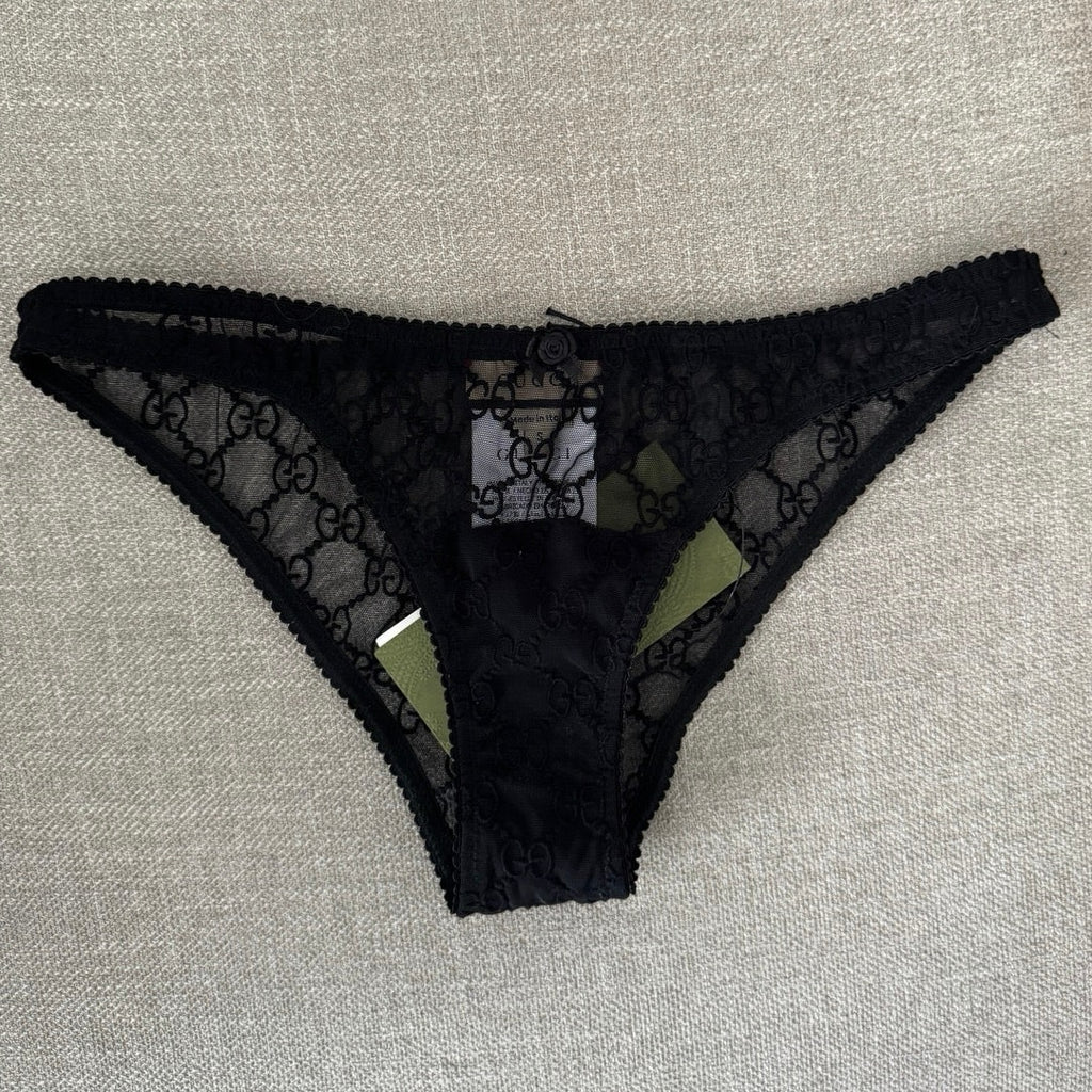 GUCCI SHEER LOGO PANTY BLACK NWT Size Small