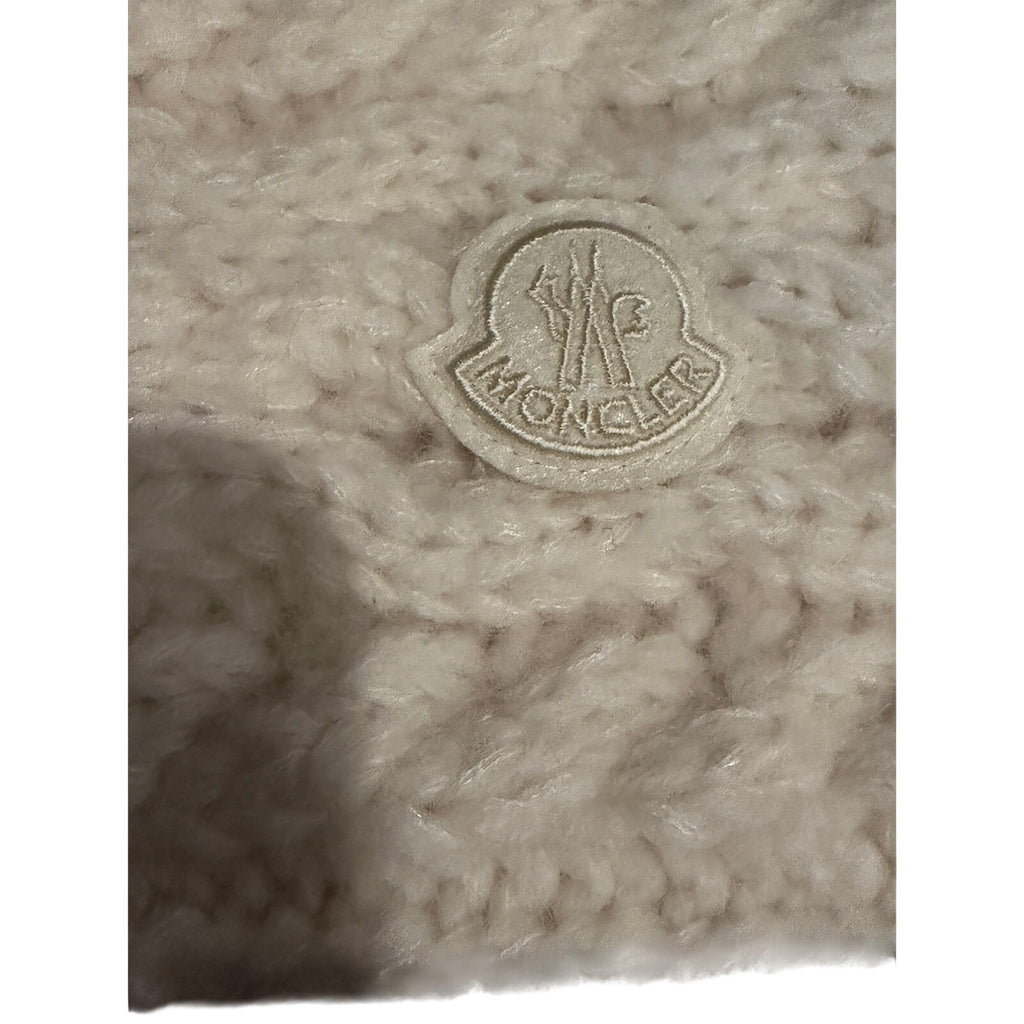 MONCLER Logo Natural Cable Knit Alpaca Headband Ear Warmer NWT
