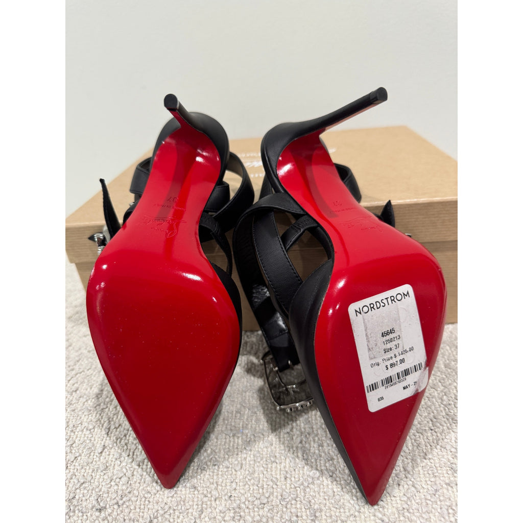 CHRISTIAN LOUBOUTIN 37 Giddylina 100 buckle-embellished leather pumps$1,495