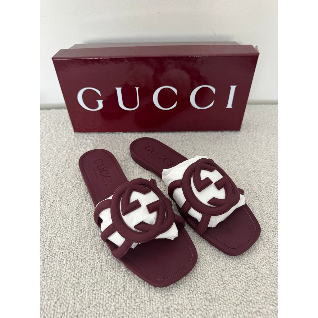 Gucci Women’s Palma Slide Sandals 37 BNIB in Burgundy