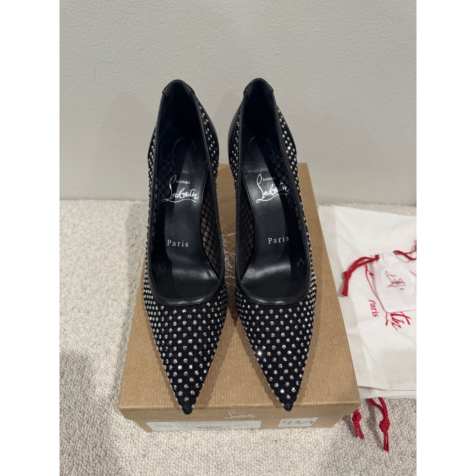 Christian Louboutin Apostropha Mesh Strass Pumps 80mm Black Crystal | BNIB 36.5