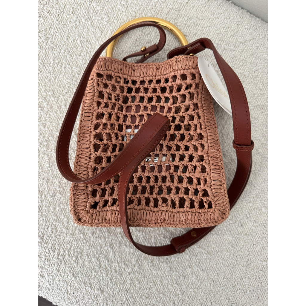CHLOÉ Summer Banana Mini raffia crossbody bag NWT