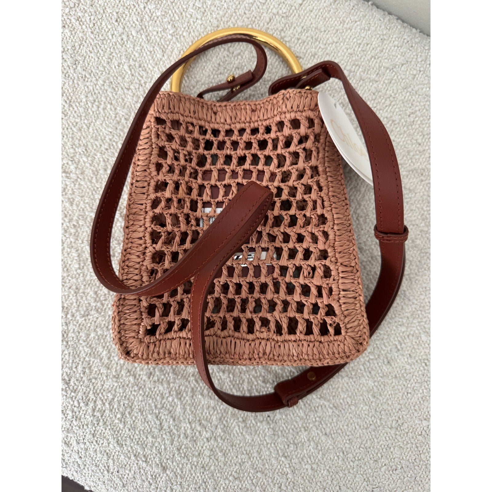 CHLOÉ Summer Banana Mini raffia crossbody bag NWT