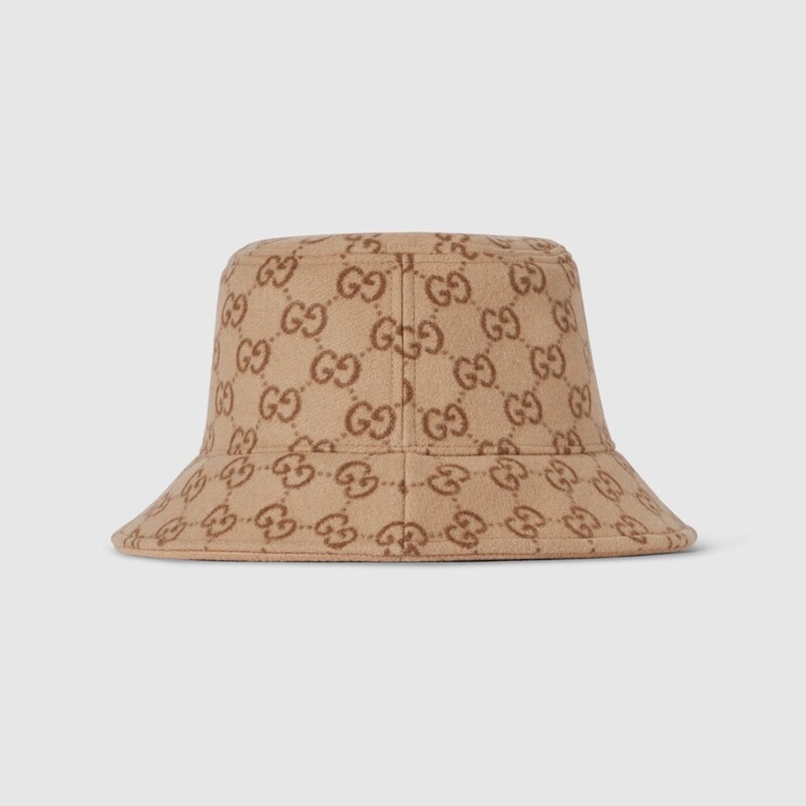 Gucci GG Wool Bucket Hat Beige Brown Double G Logo Size Small S $795
