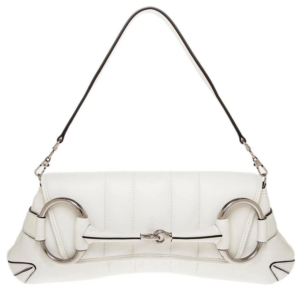 Gucci Small Leather white Horsebit Chain Satchel NWT