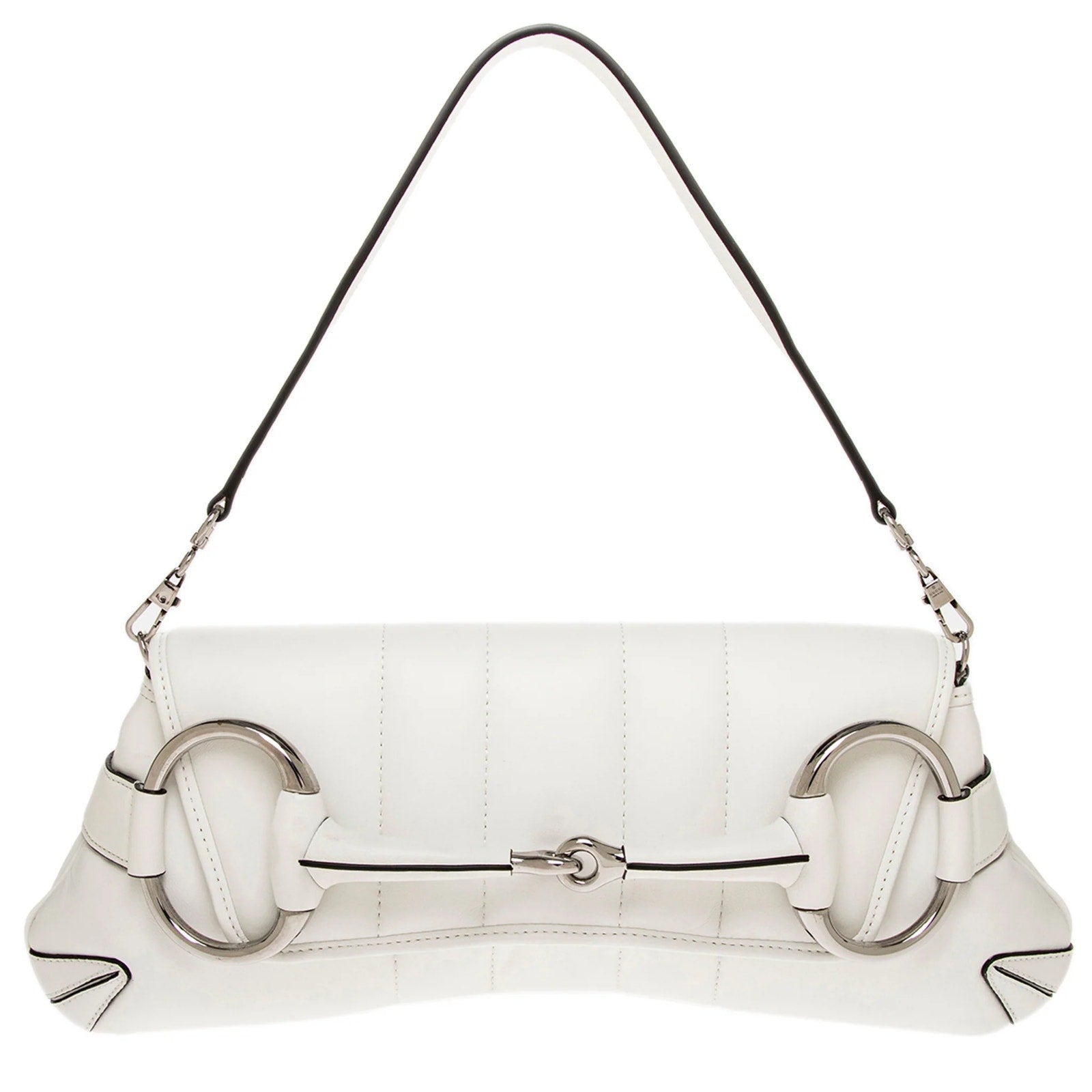 Gucci Small Leather white Horsebit Chain Satchel NWT