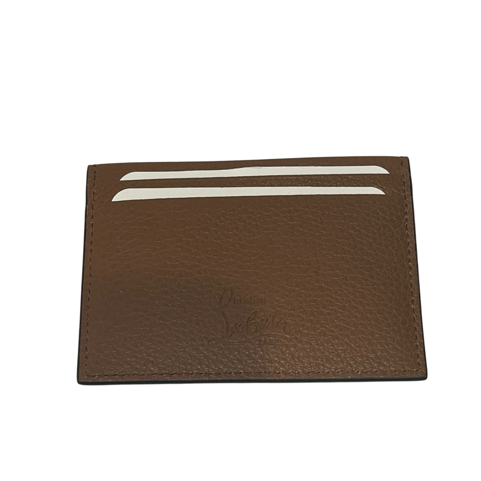 Christian Louboutin Loubisky Kios Card Case Biscotti Calfskin Leather Studs NWT
